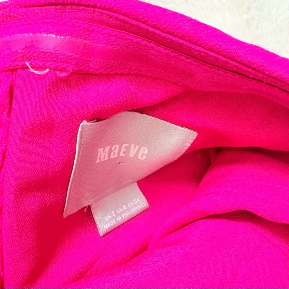 Maeve Anthropologie Fairycore Strapless Jumpsuit Barbie Neon Pink Cropped Leg - Picture 6 of 7